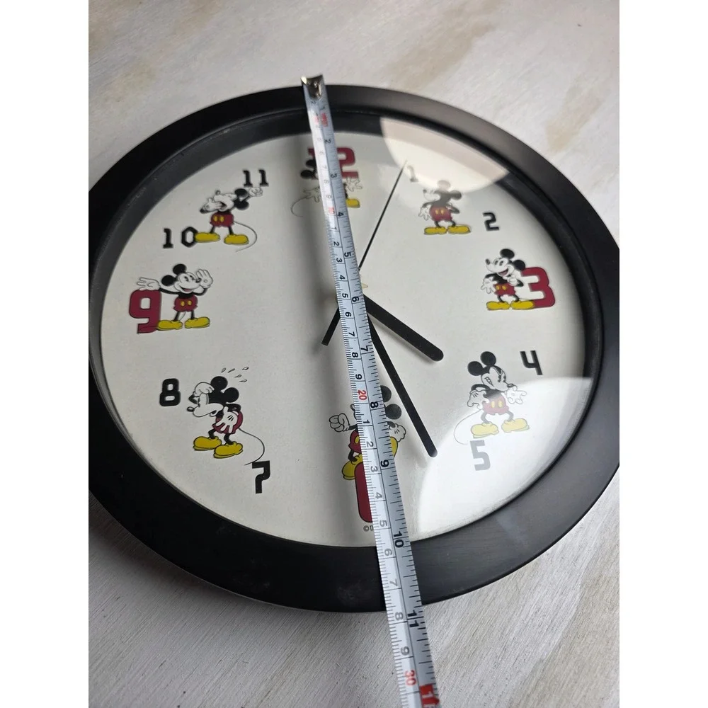 Disney Mickey Mouse Wall Clock Black Round Quartz Analog 10 Inch Y2K Classic